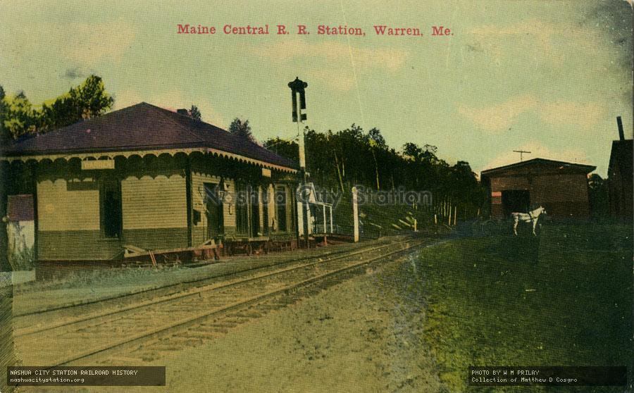 Postcard: Maine Central Railroad Station, Warren, Maine